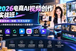 (20466期)2026电商AI视频创作实战班:掌握剪映、海螺、可灵与即梦,从人物替换到营销视频成片完整教学