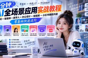 (20493期)AI全场景应用实战教程|提示词+智能体+数字人+办公设计+短视频+小红书爆款内容,零基础快速进阶
