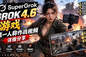 (20502期)Grok 4.6 也能做游戏?第一人称作战视频实测|玩法详细讲解