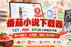 番茄小说下载器，TXT、PDF、EPUB三种格式可选，做小说推文、AI短剧、漫剧人员必备！！！