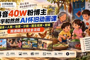 （20549期）抖音40W粉博主小宇和然然AI怀旧动画课｜脚本+人物+场景+分镜+图生视频+剪辑，跑通精选变现全流程