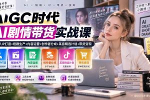 （20567期）AIGC时代AI剧情带货实战课｜AI真人IP打造+短剧生产+内容运营+创作者分成、某音精选计划+带货变现