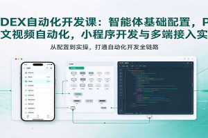 CODEX自动化开发课：智能体基础配置，PPT图文视频自动化，小程序开发与多端接入实操