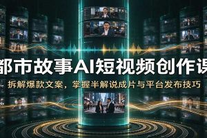 都市故事AI短视频创作课：拆解爆款文案，掌握半解说成片与平台发布技巧