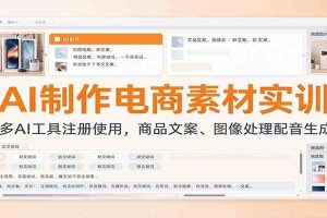 AI制作电商素材实训：多AI工具注册使用，商品文案、图像处理配音生成