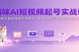 猫咪AI短视频起号实战课：猫咪主题短视频生成教学，配套文档沉淀实操技巧与要点