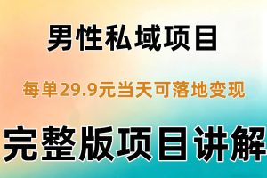 男性私域项目每单29.9，当天就能落地变现【不是S粉项目】详细拆解