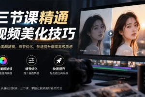 三节课精通视频美化技巧｜调色美颜滤镜，细节优化，快速提升画面高级质感