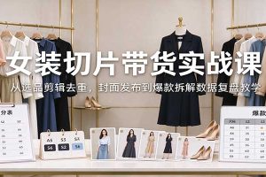 女装切片带货实战课：从选品剪辑去重，封面发布到爆款拆解数据复盘教学