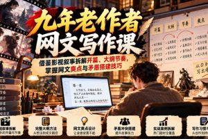 九年老作者网文写作课：借鉴影视叙事拆解开篇、大纲节奏，掌握网文爽点与矛盾搭建技巧