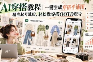 AI穿搭教程｜一键生成穿搭平铺图，精准起号涨粉，轻松做穿搭OOTD账号