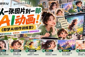（21160期）【无水印】从一张图片到一部AI动画！《即梦AI创作训练营》系统学习角色生成、故事绘本、风格控制与视频特效制作